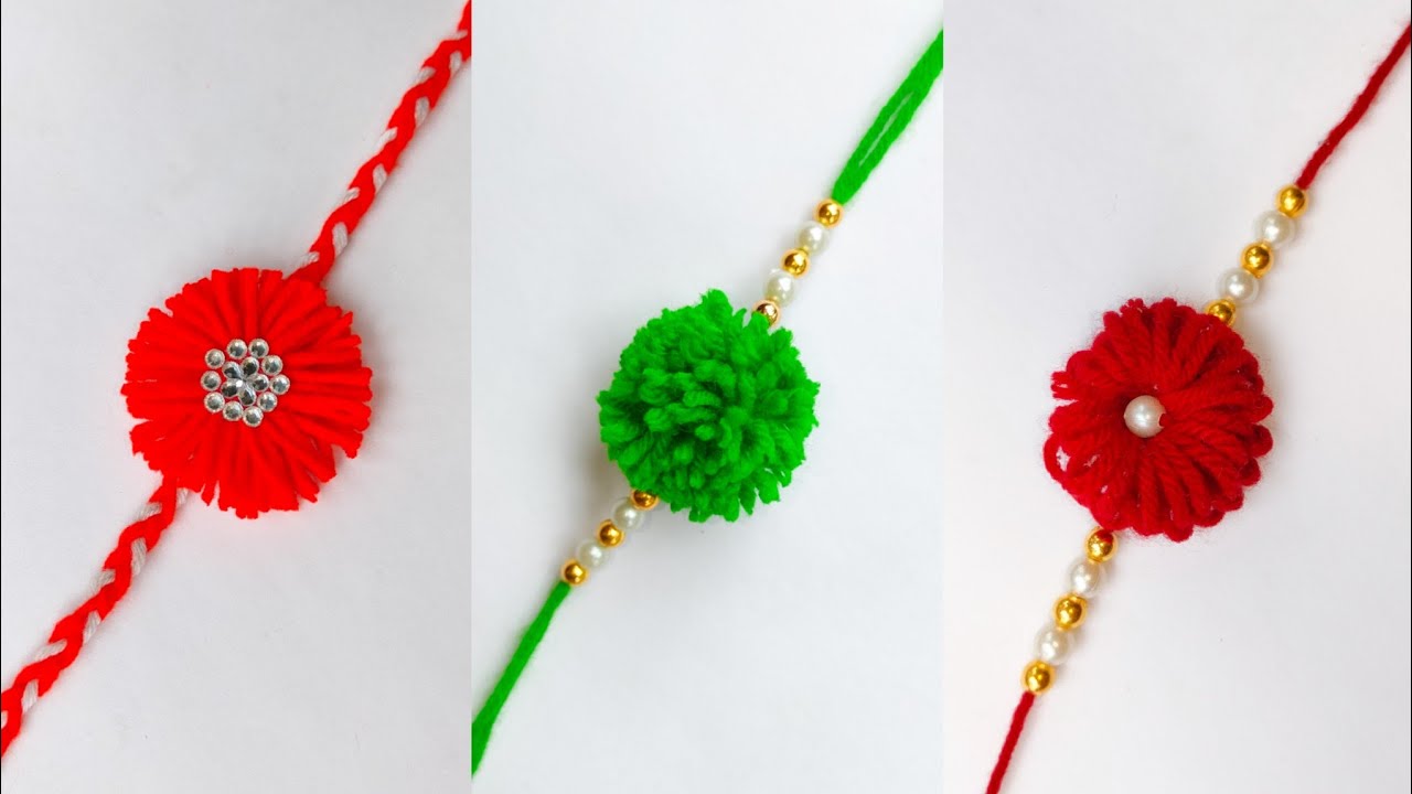 3 Easy Woolen Rakhi Making Ideas/How To Make Rakhi At Home/Rakhi Making Ideas#woolencraft#diyrakhi