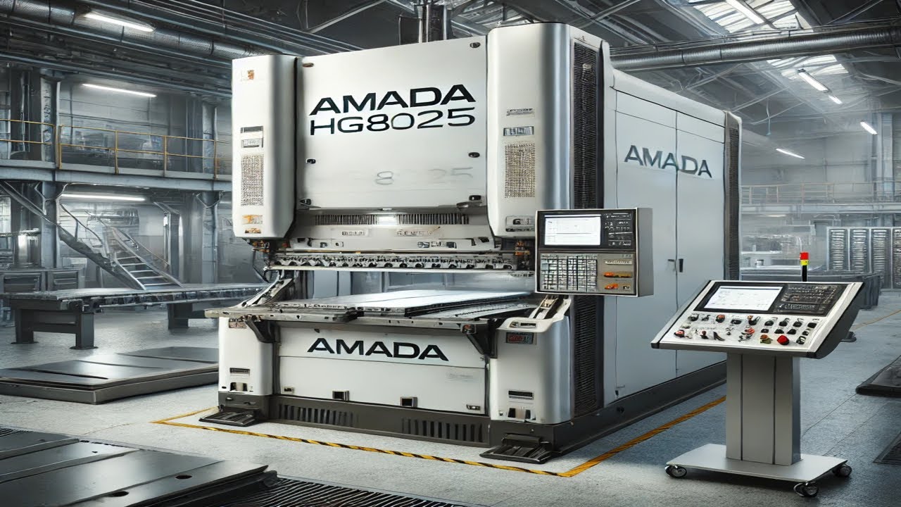 Amada HG8025 bending machine setup before bending