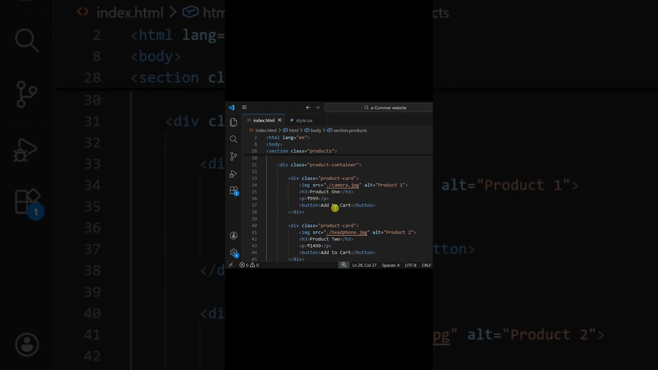 Simple E-Commerce Website Using HTML & CSS | Beginner Web Development Project