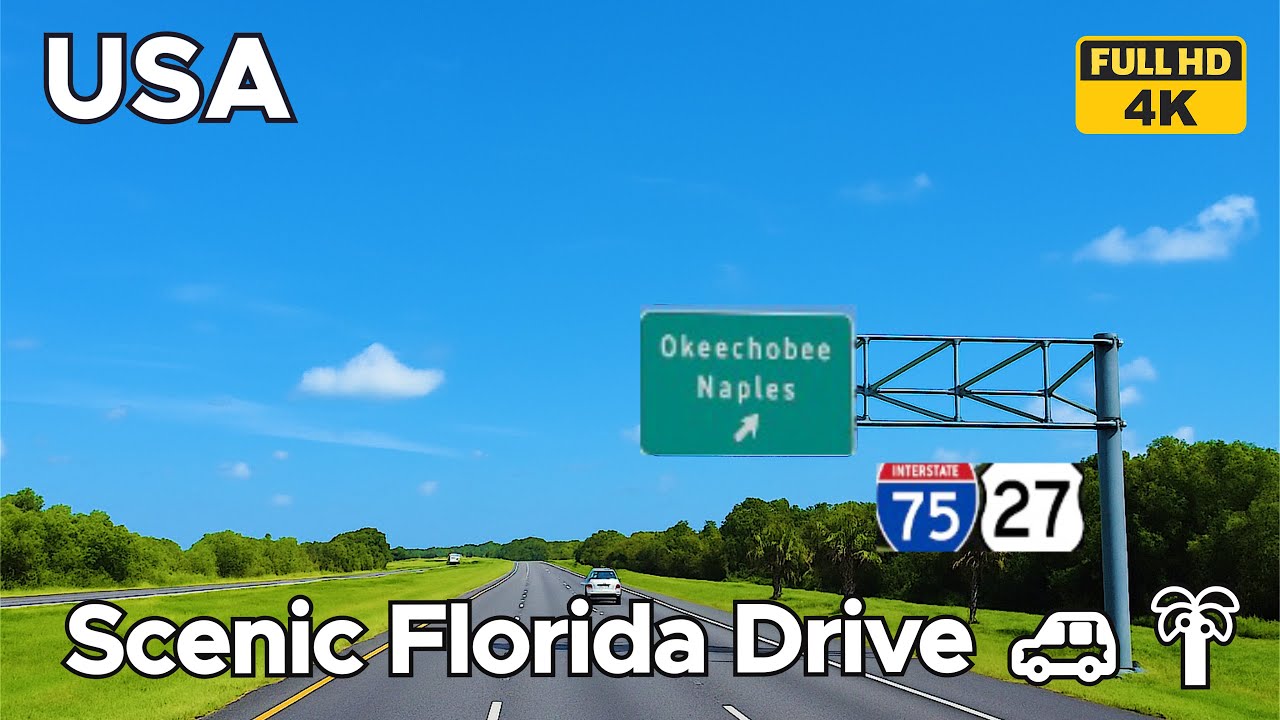 Scenic Drive from US-27 to Okeechobee Lake and Town | Florida Countryside Road Trip | 4K