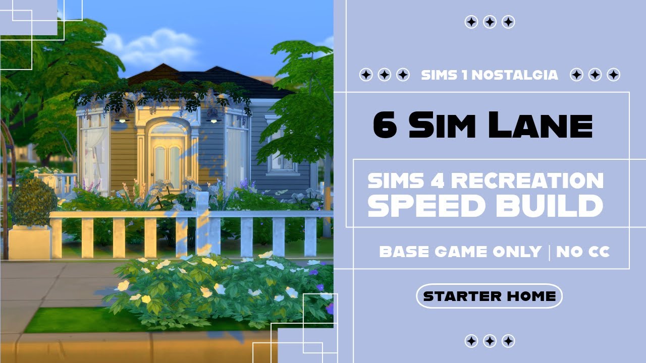 6 Sim Lane Recreation | Sims 4 Speed Build | Base Game Only Starter Home | No CC