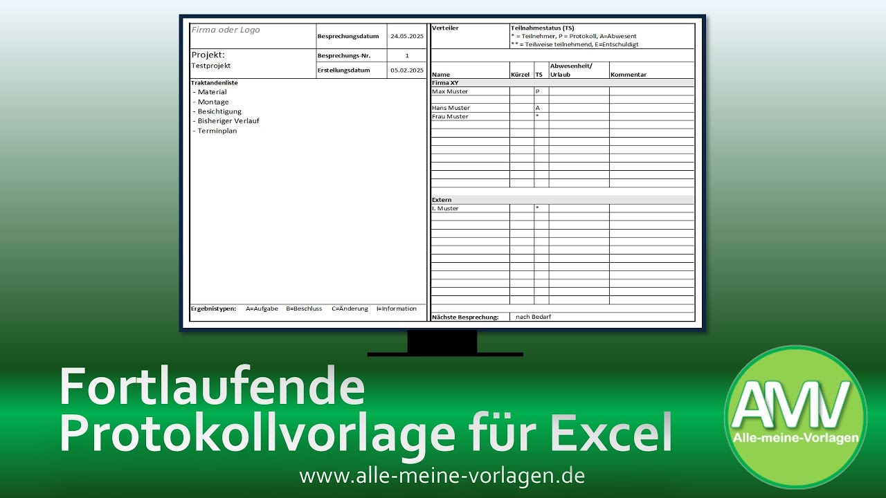 Fortlaufendes Protokoll - Eine Vorlage f&uuml;r Excel