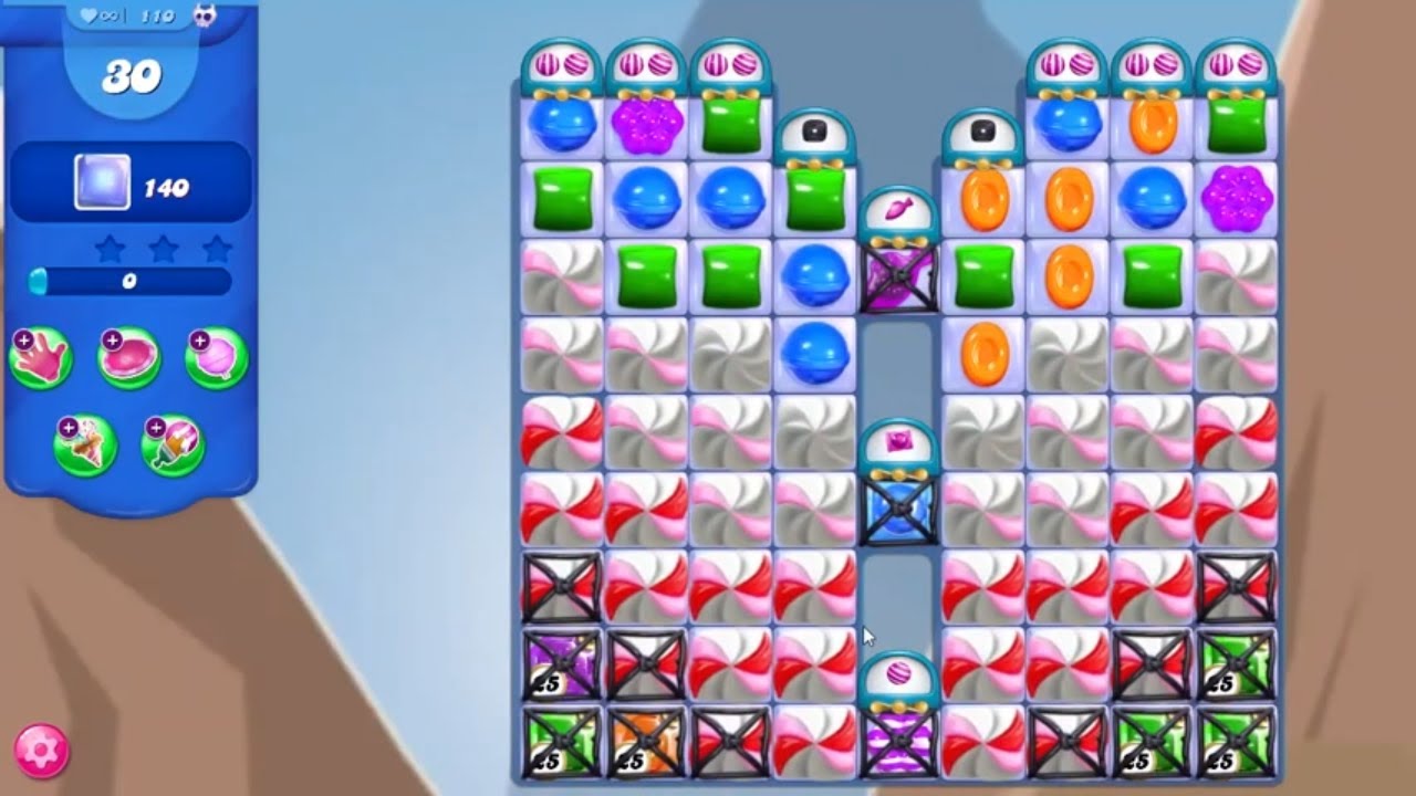 Candy Crush Saga LEVEL 110 NO BOOSTERS (OLD VERSION with Countdown Crystals)