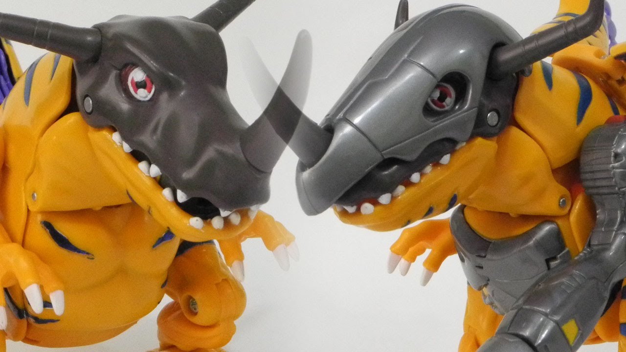 Greymon evolve into MetalGreymon(グレイモン進化メタルグレイモン)-Bandai Digimon Digivolving Figure Toy