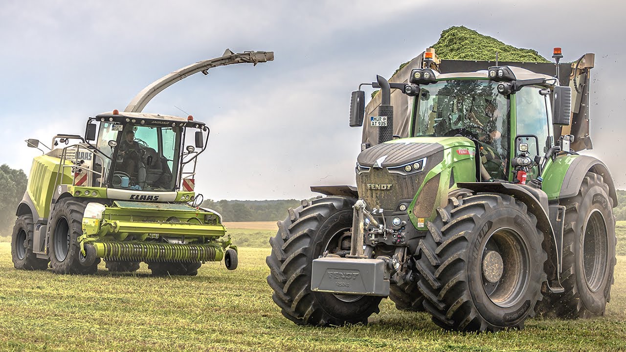 Luzerne häckseln in Mecklenburg Vorpommern  | Pöttinger Bandschwader | Fendt 942 und Claas Jaguar