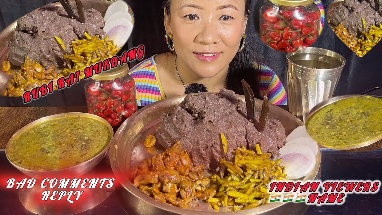 कोदोको ढिडो र कर्कलो गाभाको तरकारी सादा खाना || Nepali Traditional Mukbang || Rubi Rai Mukbang