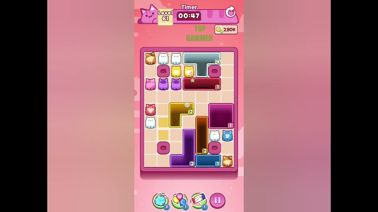 Drop the Cat! level 61 gameplay walkthrough solution