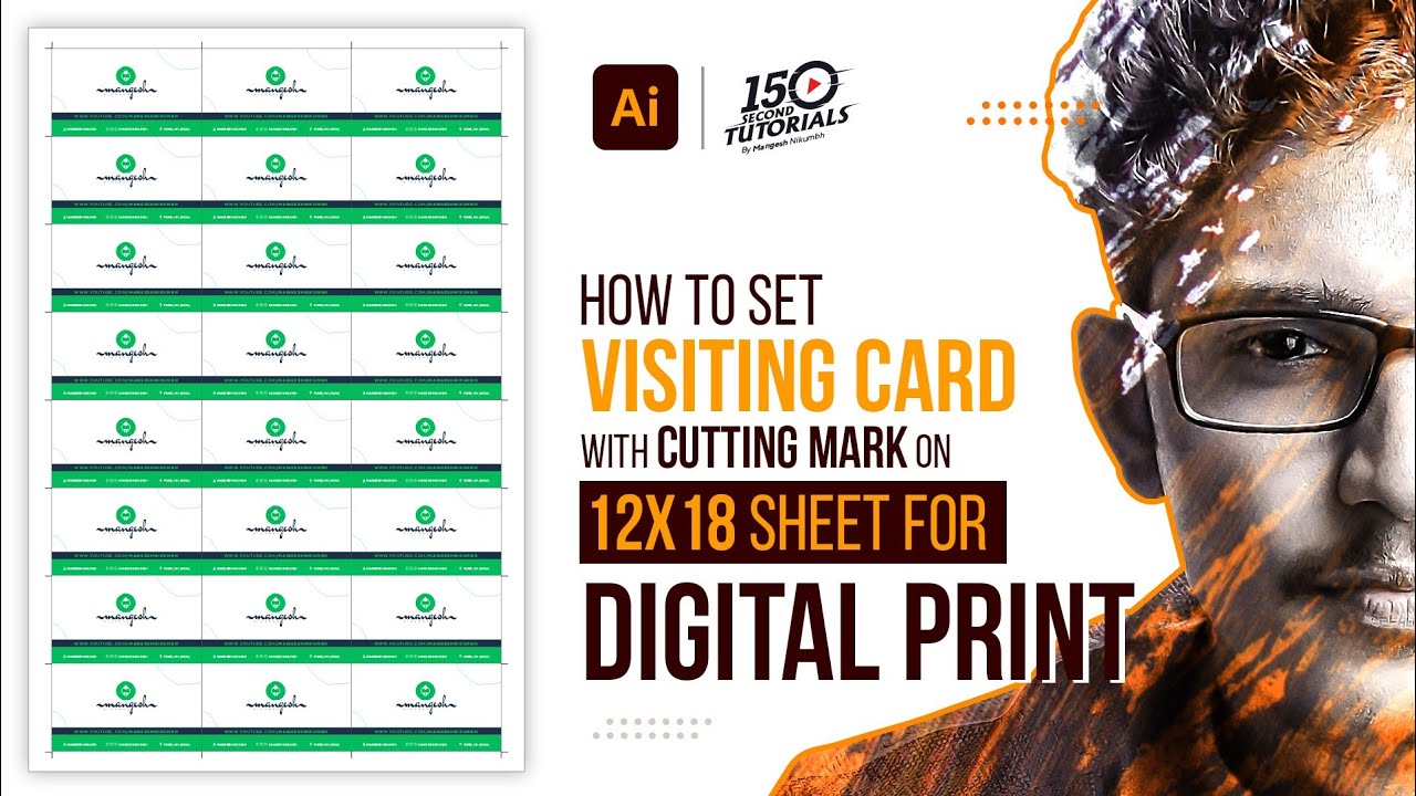 How to set Visiting Card with cutting mark on 12x18 sheet for Digital Print in Illustrator