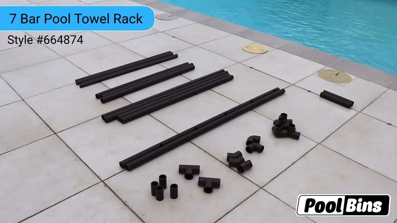 Style# TB-S300: 7 Bar Outdoor Pool Towel Rack - Float Storage / Drying Rack Organizer (Tutorial)