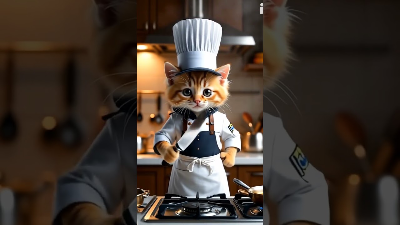 Cute Cat kitchen chief funny video #trendingshorts #ytshorts #shorts