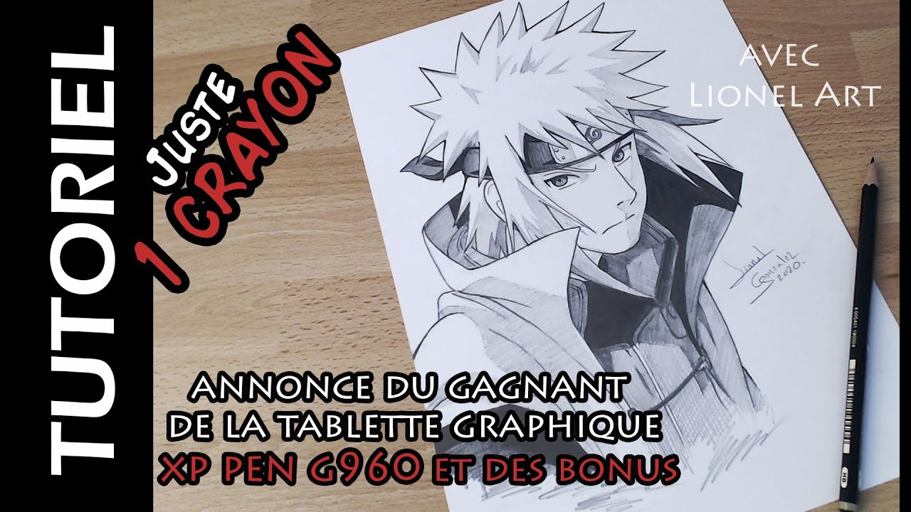 Comment Dessiner Minato - avec 1 crayon HB -  Annonce du Gagnant de la Tablette Graphique...