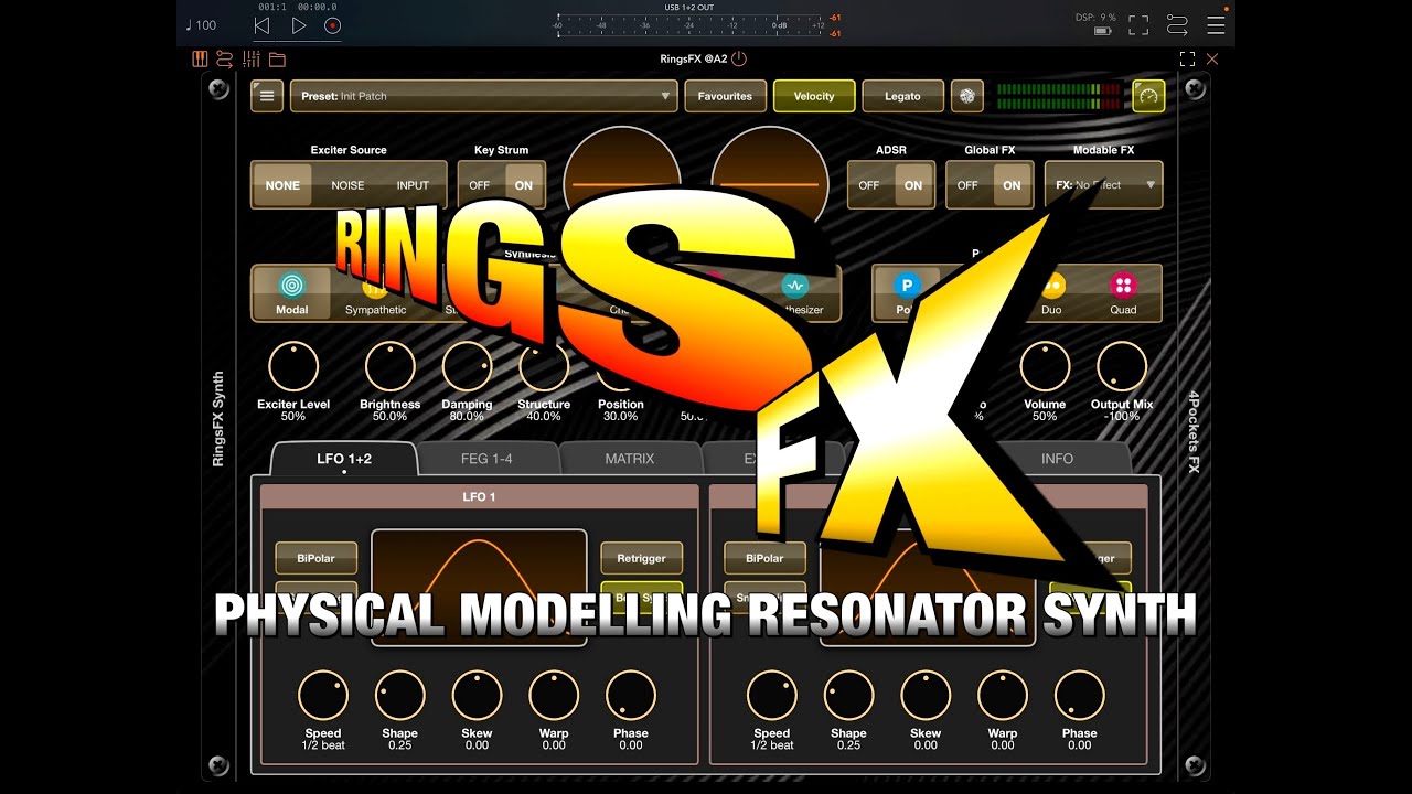 Синтезатор-резонатор RingsFX Physical Modeling &mdash; Распродажа ограниченного времени &mdash; Демо для iPad