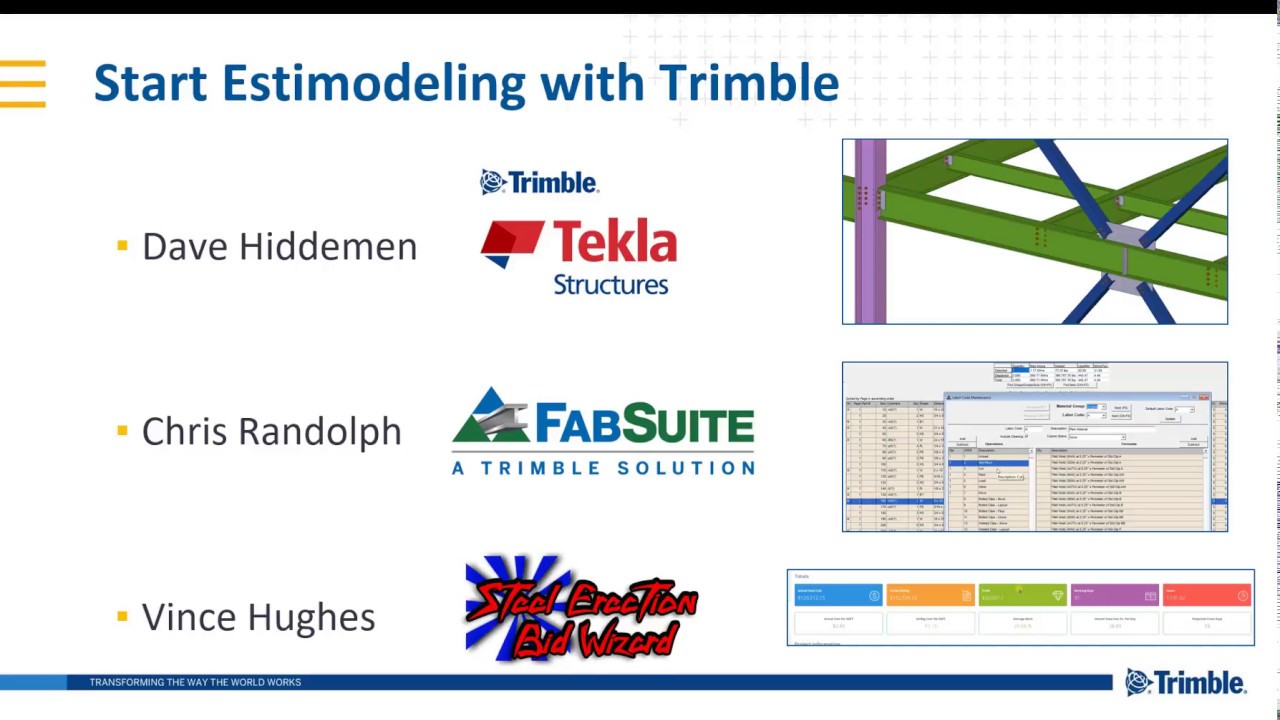 Estimodeling with Tekla, Fabsuite and Steel Erection Bid Wizard