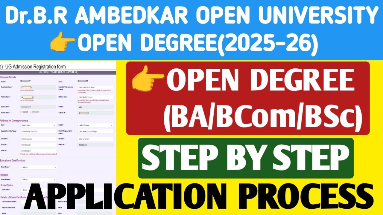 Open Degree Application Process in DR BR Ambedkar Open University@Student Updates 247