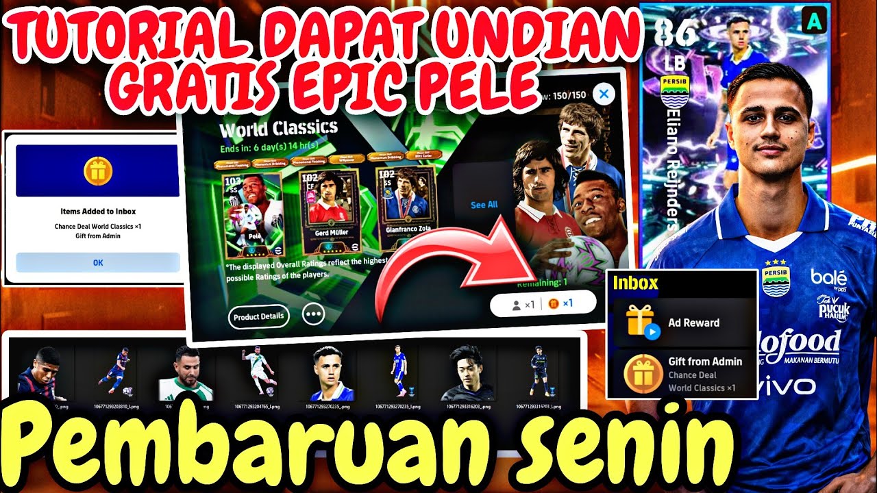 CARA DAPAT GRATIS UNDIAN EPIC PEMBARUAN SENIN 16 FEBRUARI SHOWTIME PERSIB EFOOTBALL 2026 MOBILE 
