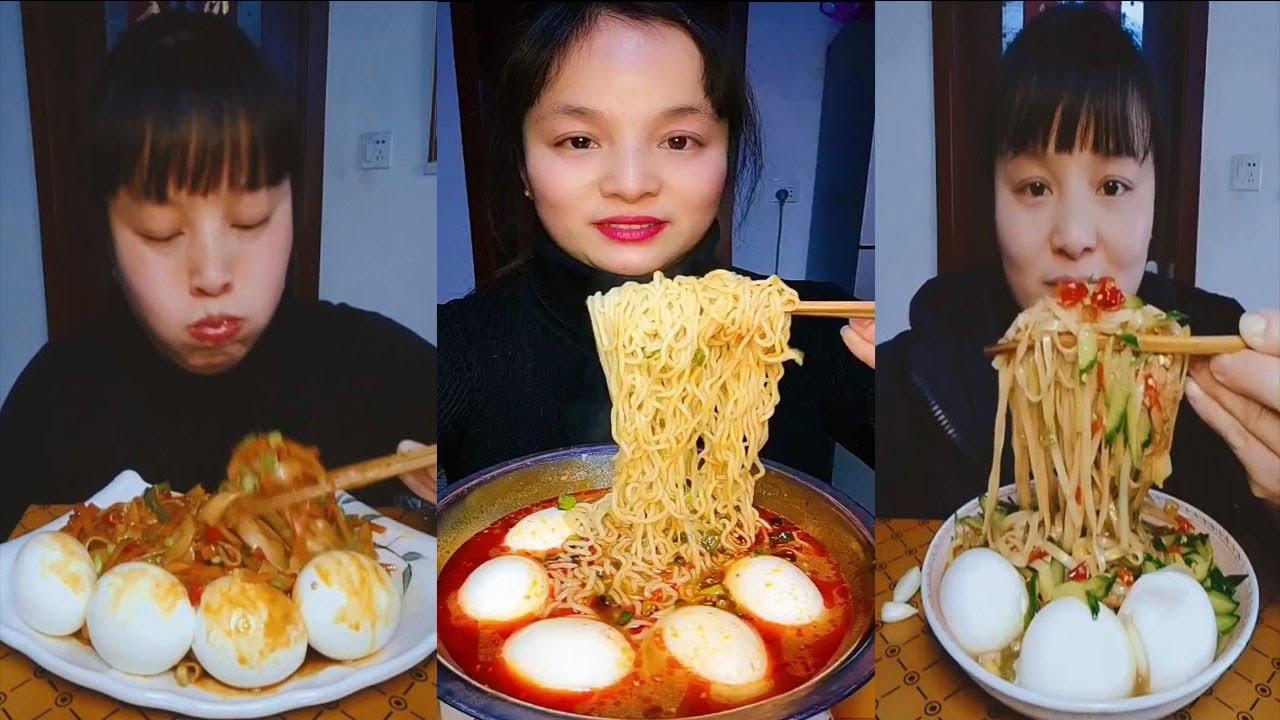 Mukbang ASMR 매운 국수와 계란 | Spicy Noodles paired with Soft Boiled Eggs (Dining Sounds)