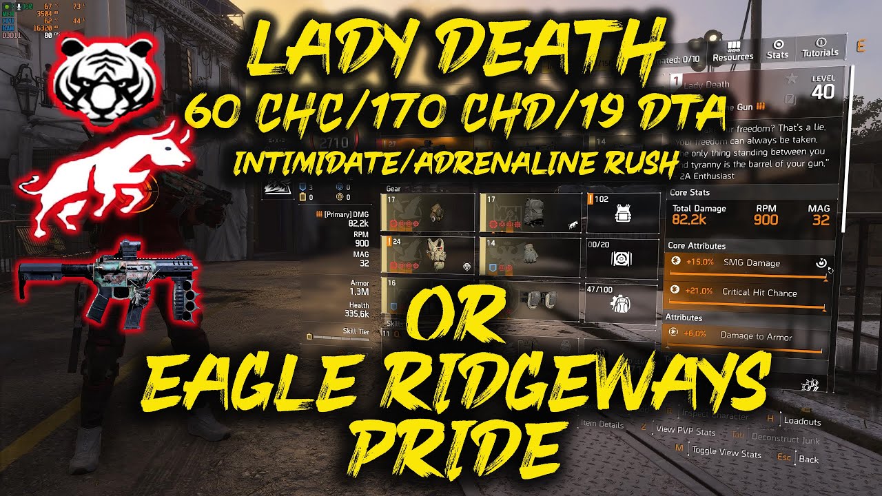 Lady Death INT/ADR or Eagle Ridgeways Pride 🔞🔞 - The Division 2 Dark Zone PVP - TU.12.3