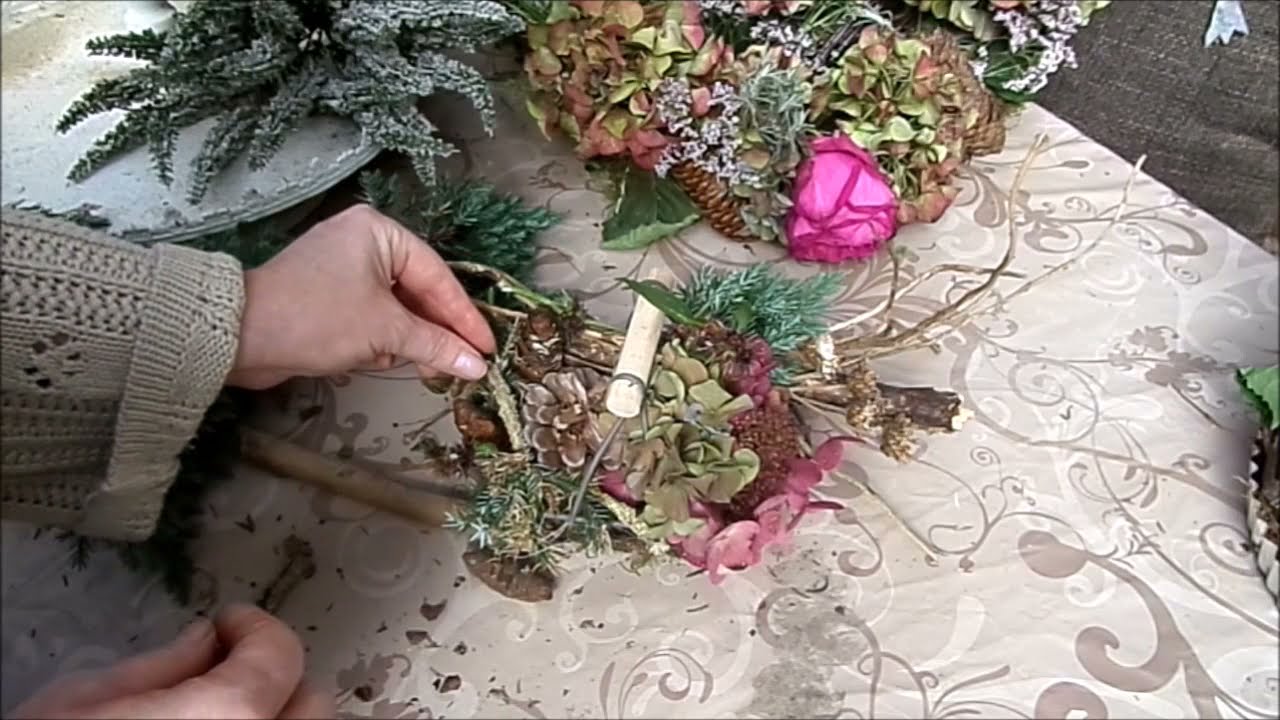 NATUR pur, kleine süße HERBST & Winter DEKO /Hortensie + Schneeball .... Upcycling BlumenDeko