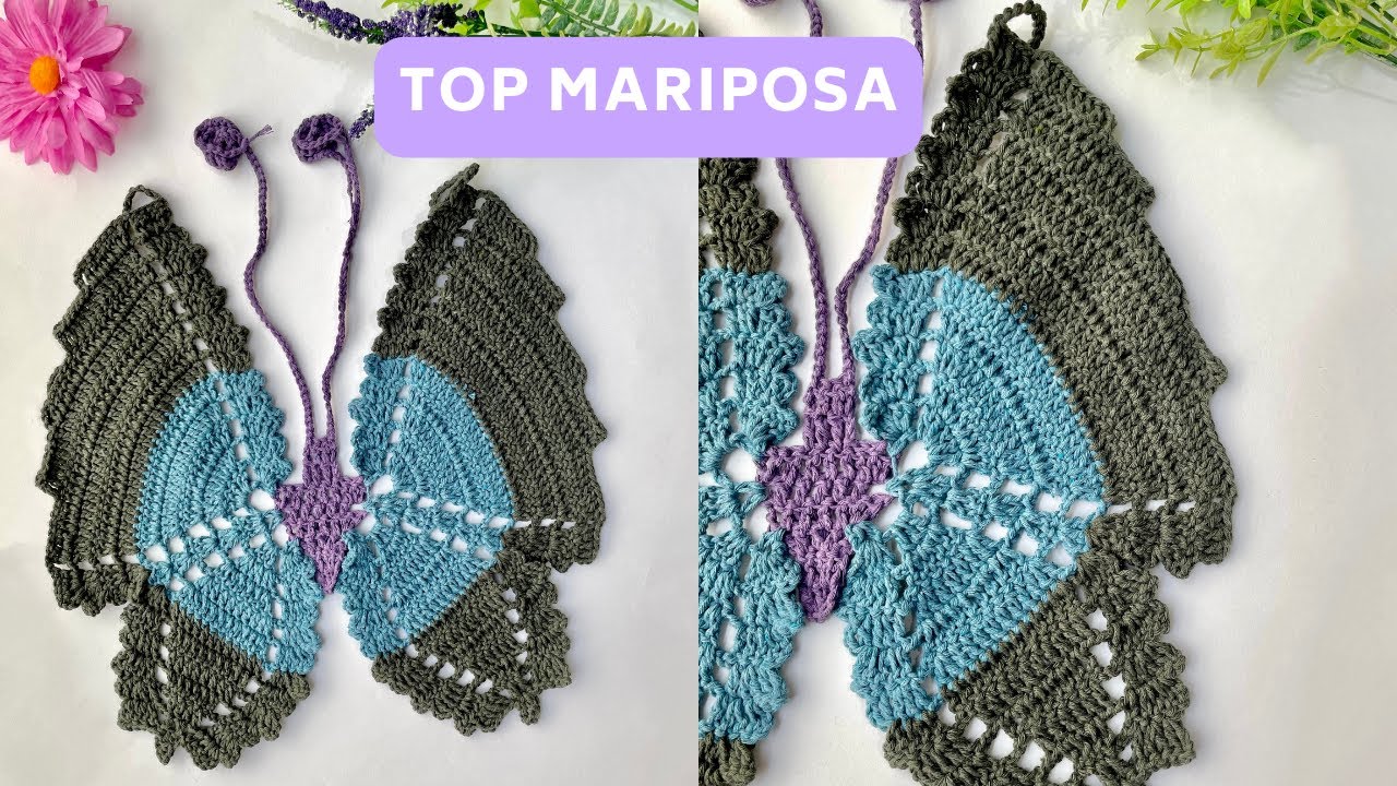 🦋TOP Mariposa tejido a crochet/todas las tallas 🧶 Paso a paso/TOP Butterfly crocheted/all sizes