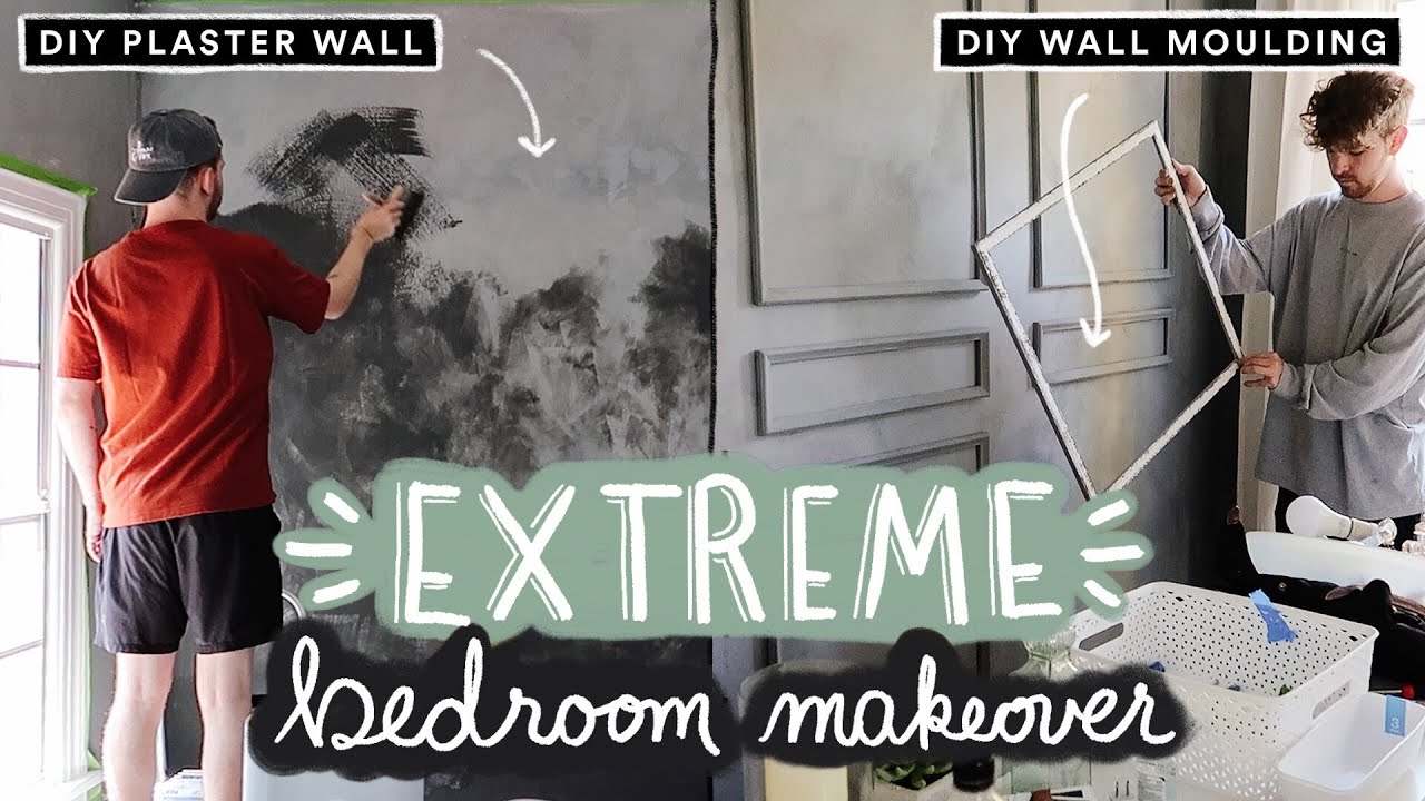 EXTREME BEDROOM MAKEOVER (From Start To Finish) - DIY Wall Moulding + Plaster Paint (Part 1)
