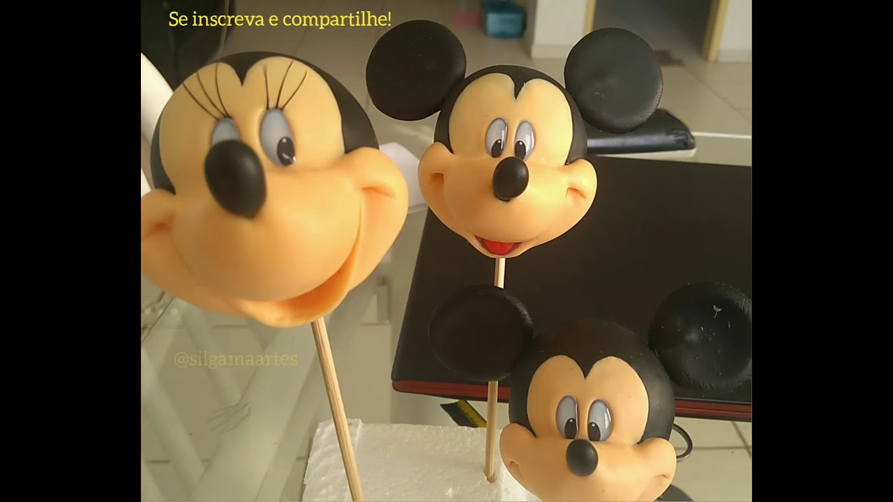 Tutorial como fazer cabeça do Mickey Mouse/Minie de biscuit. #mickey #minnie