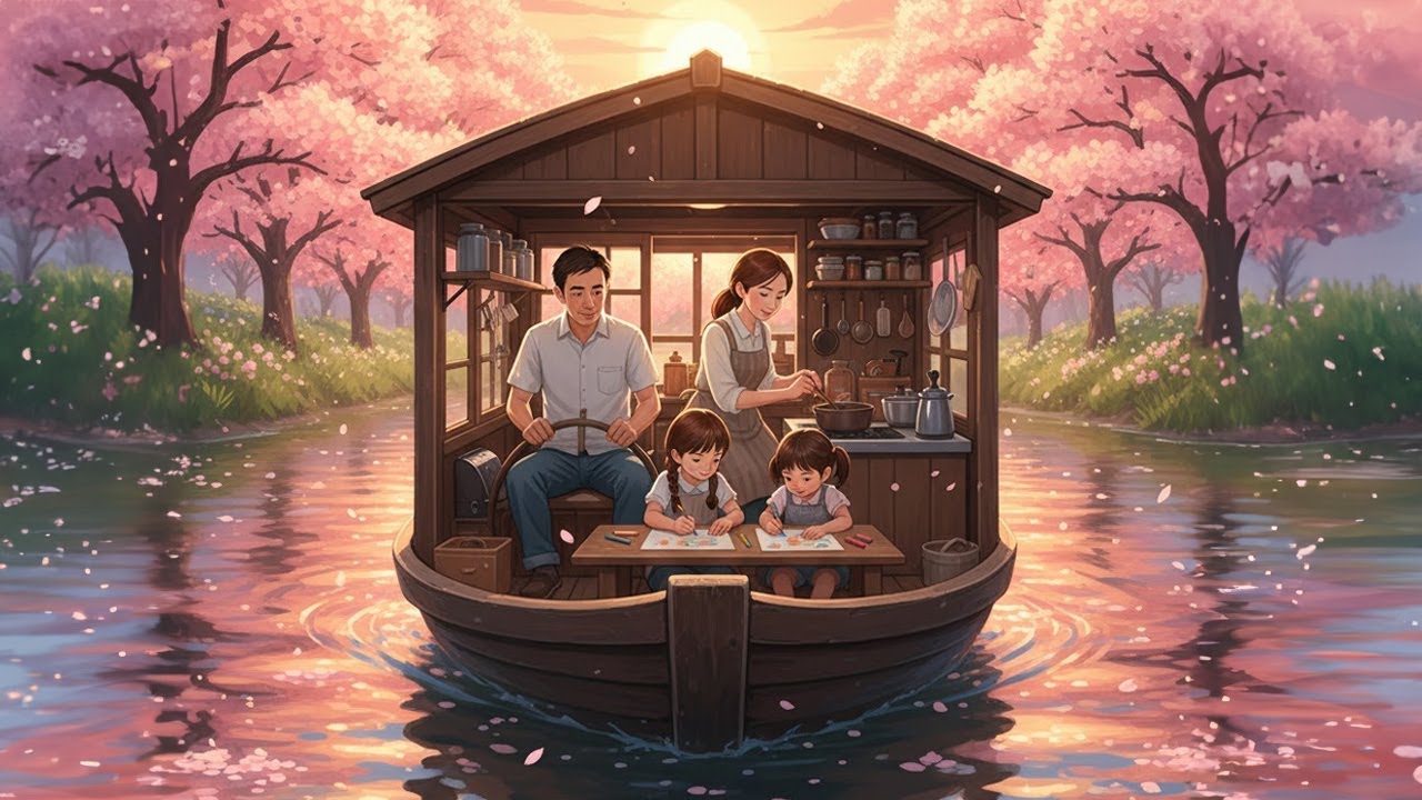 Boathouse Sanctuary: Cherry Blossoms, Spicy Ramen, and New Year Hopes | Ghibli Anime Video