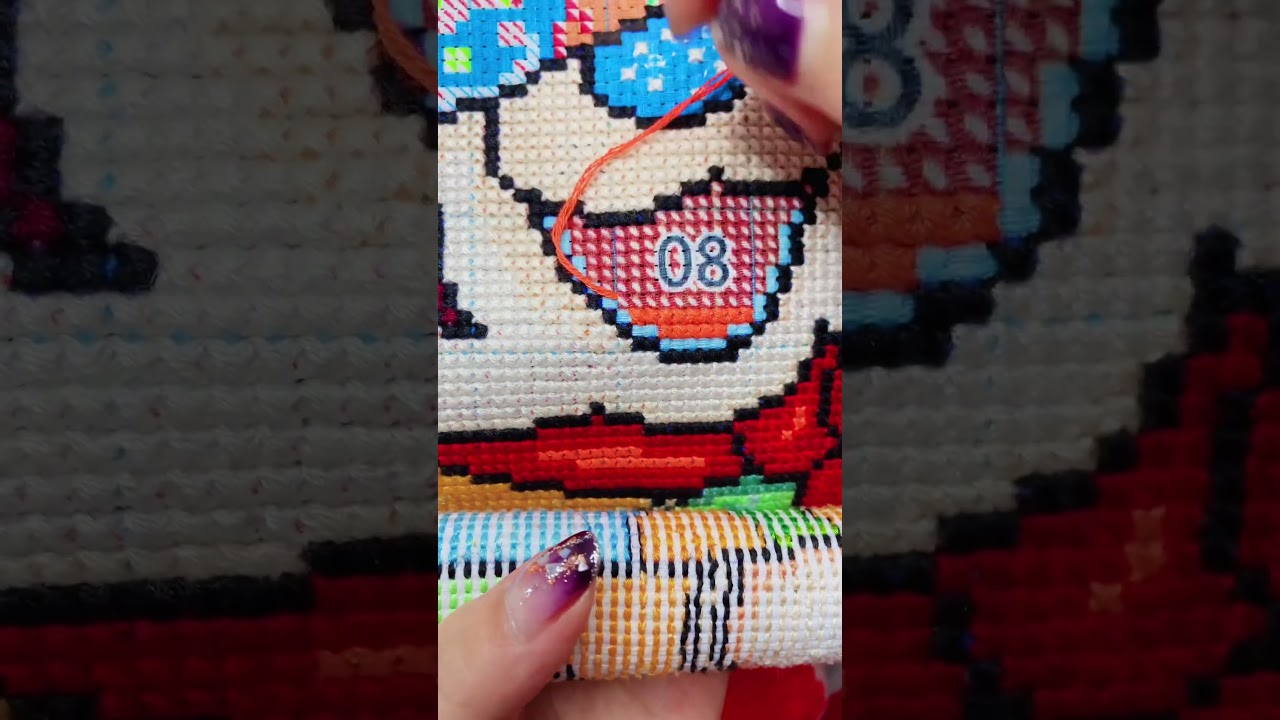 Cross-stitch is a line-breaking embroidery method with a neat vertical back