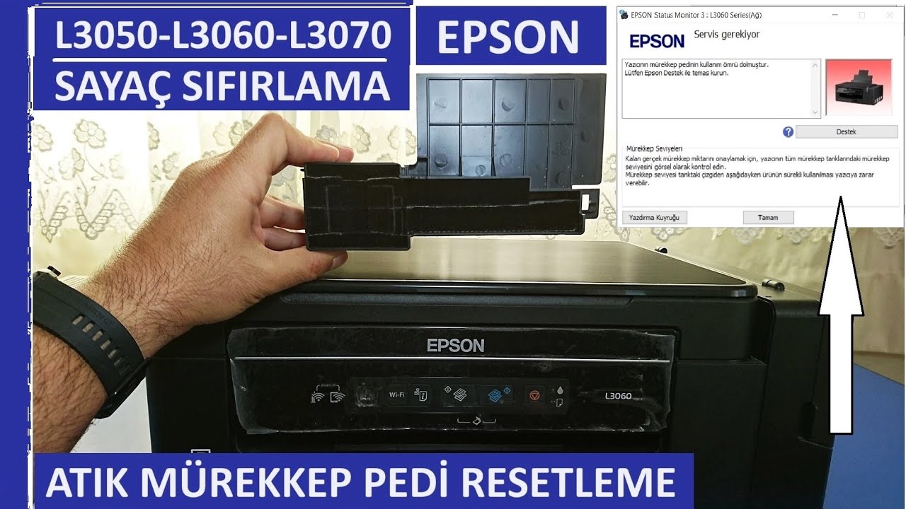 Epson L3050 L3060 L3070 сброс отработанных чернил | Очистка подушечек для отработанных чернил Epson
