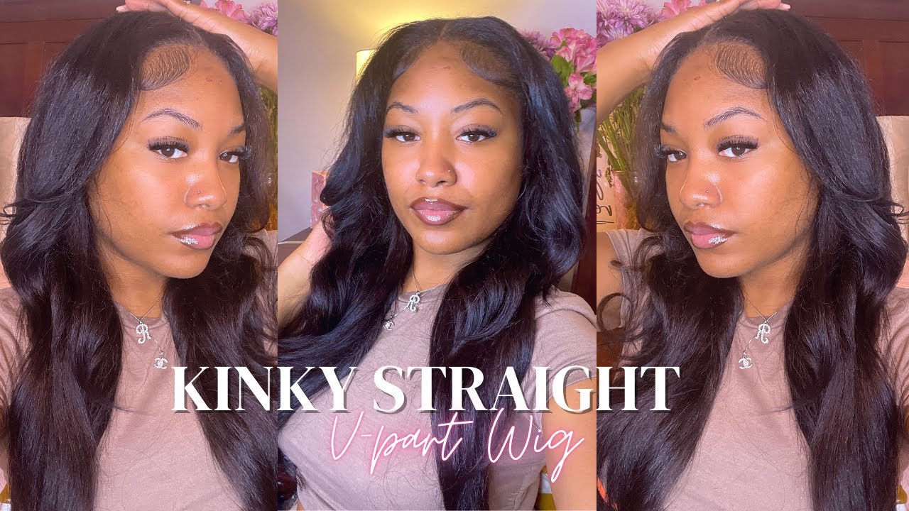 🌿THE MOST NATURAL KINKY STRAIGHT V PART WIG FT UNICE HAIR