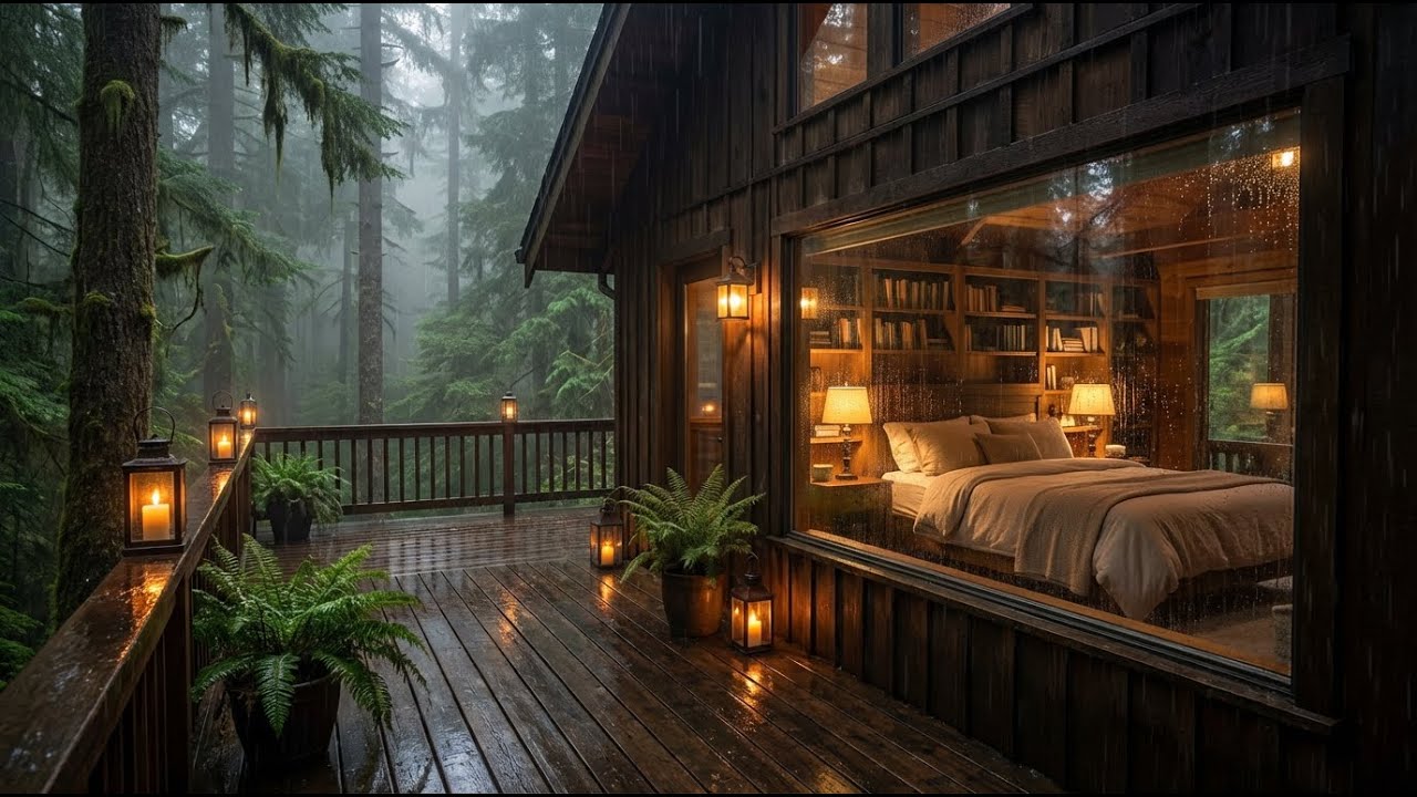 Quiet Soul Rain Sounds & Piano at Misty Cabin Window Desk for Mental Health Help 🍃📖