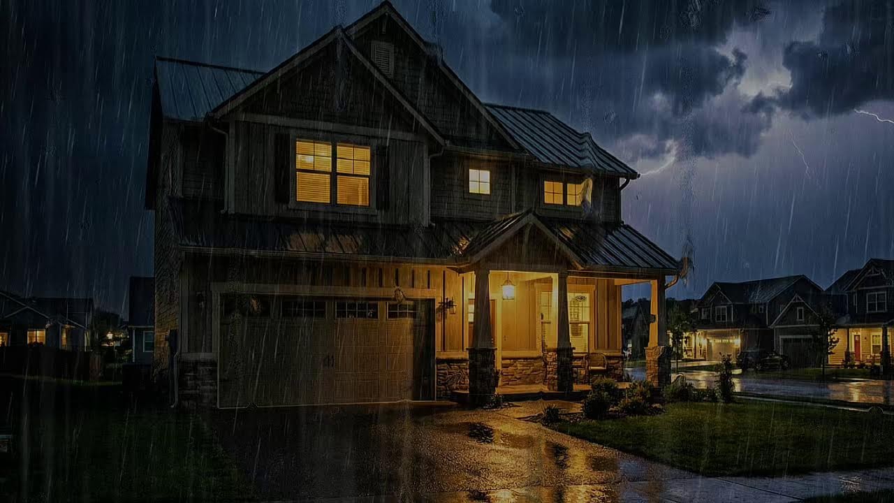 Endless Rain on a Quiet Rooftop – Deep Sleep Night Ambience