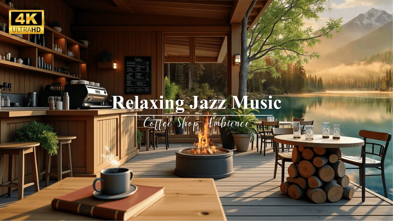 Serene Morning Jazz at Riverside Coffee House 🌿 Relaxing Instrumental Music for Study & Work