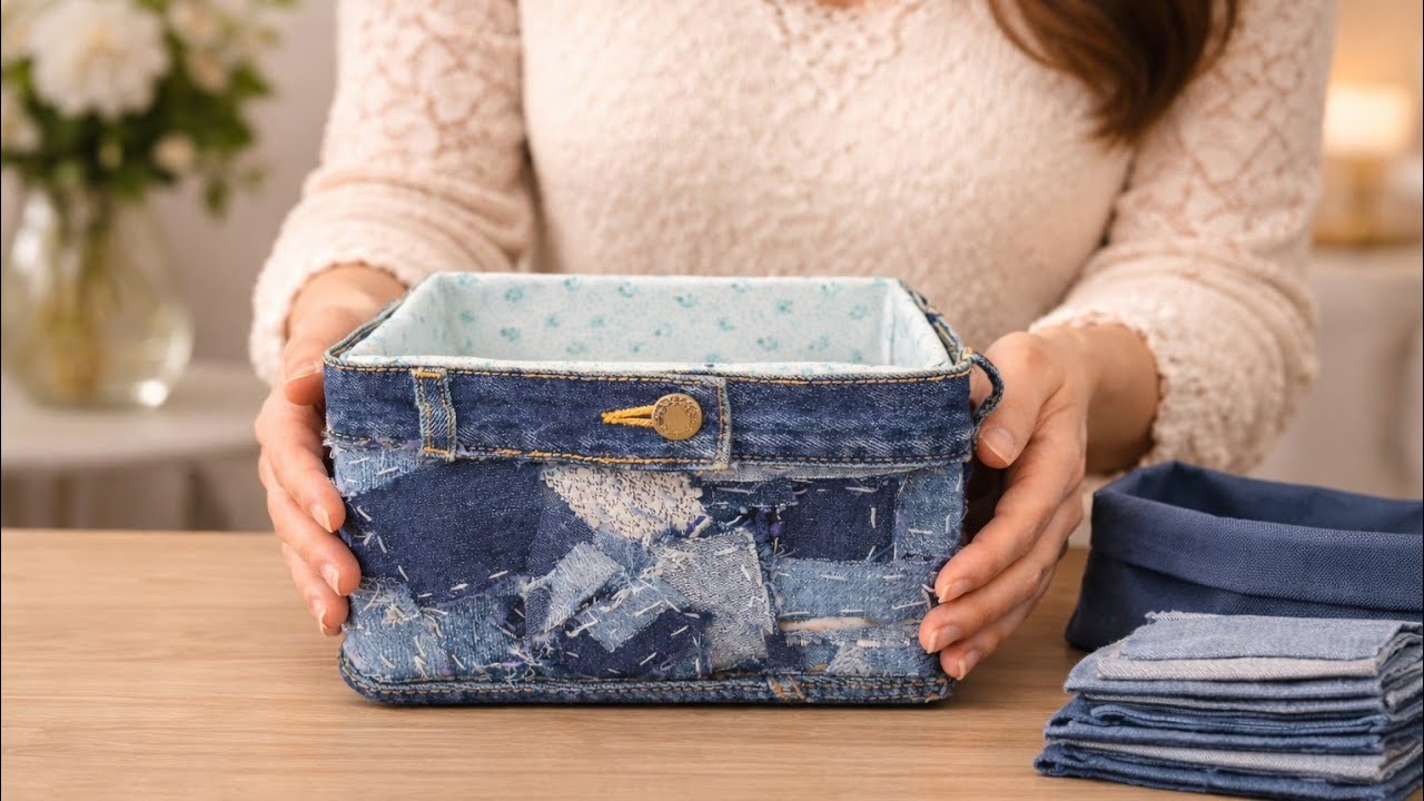 2 Denim Patchwork Ideas on Spunbond Fabric/Turning Old Jeans into Home Decor |DIY