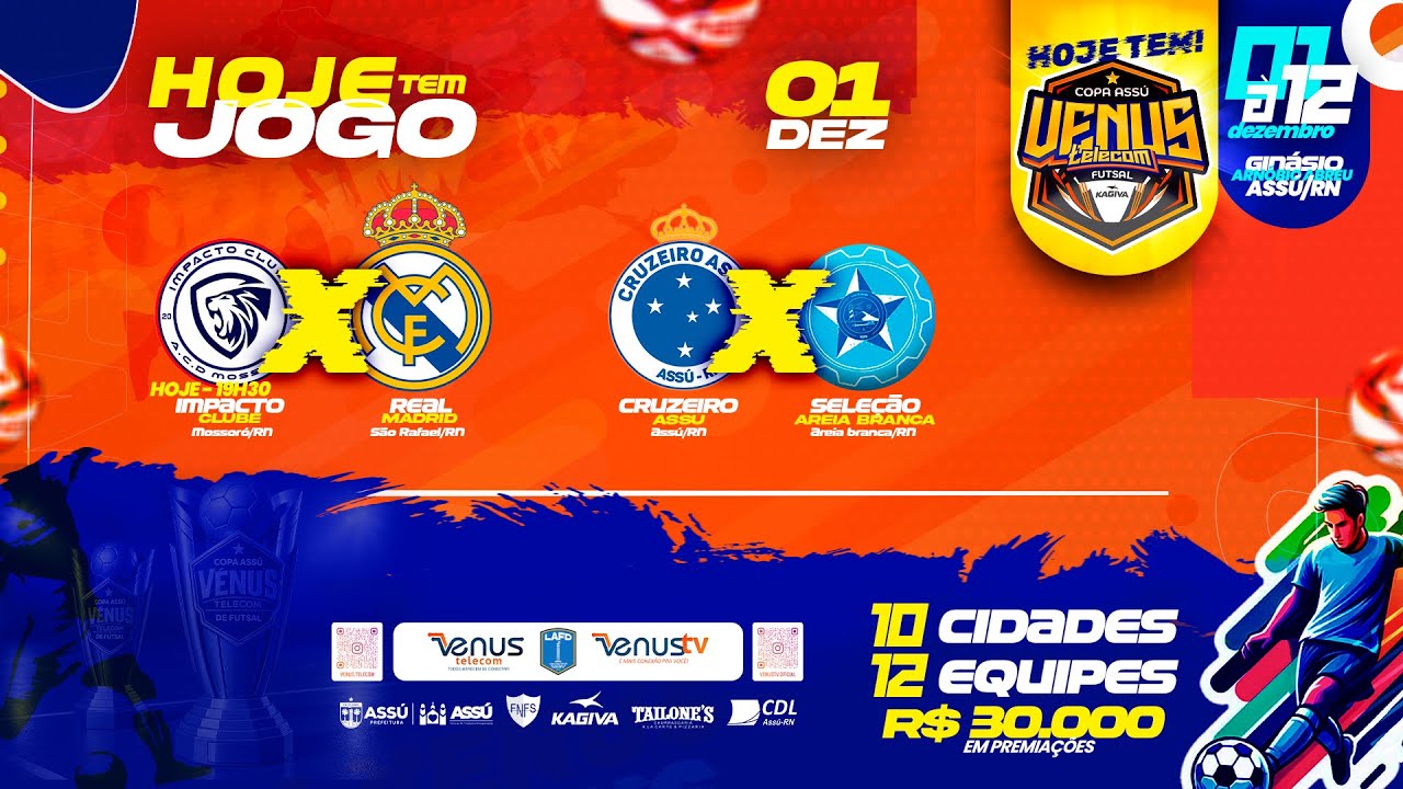 AO VIVO: COPA ASS&Uacute; VENUS TELECOM DE FUTSAL | FASE DE GRUPOS 1&ordf; RODADA