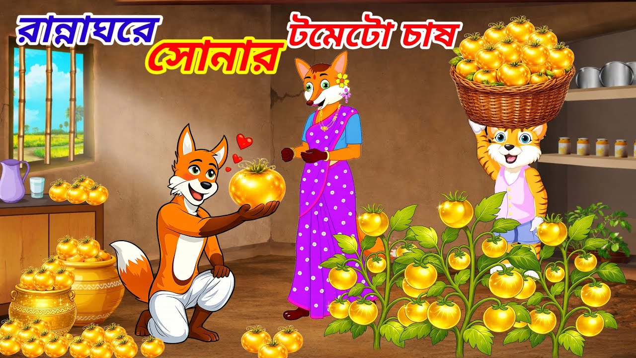 রান্নাঘরের সোনার টমেটো চাষ 🦊🍅 বাংলা শিয়ালের কার্টুন |নতুন কার্টুন ভিডিও ২০২৬ | Fox Cartoon #cartoon