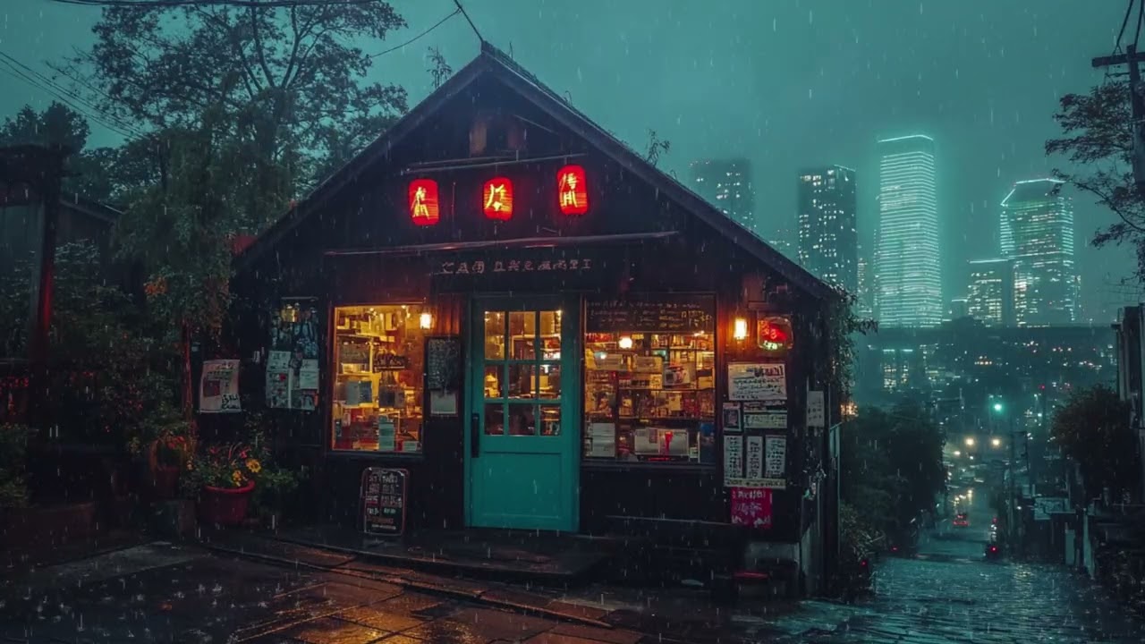 Hidden Japanese Bar on a Rainy Night | Cozy Lo-fi Beats in a Neon City Alley | 4K