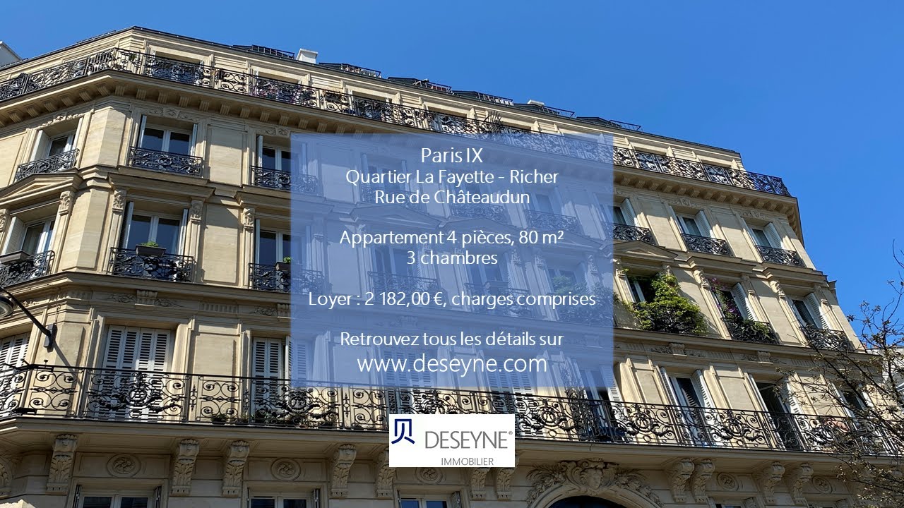 Location appartement Paris 9, La Fayette-Richer, 4 pièces, 3 chambres