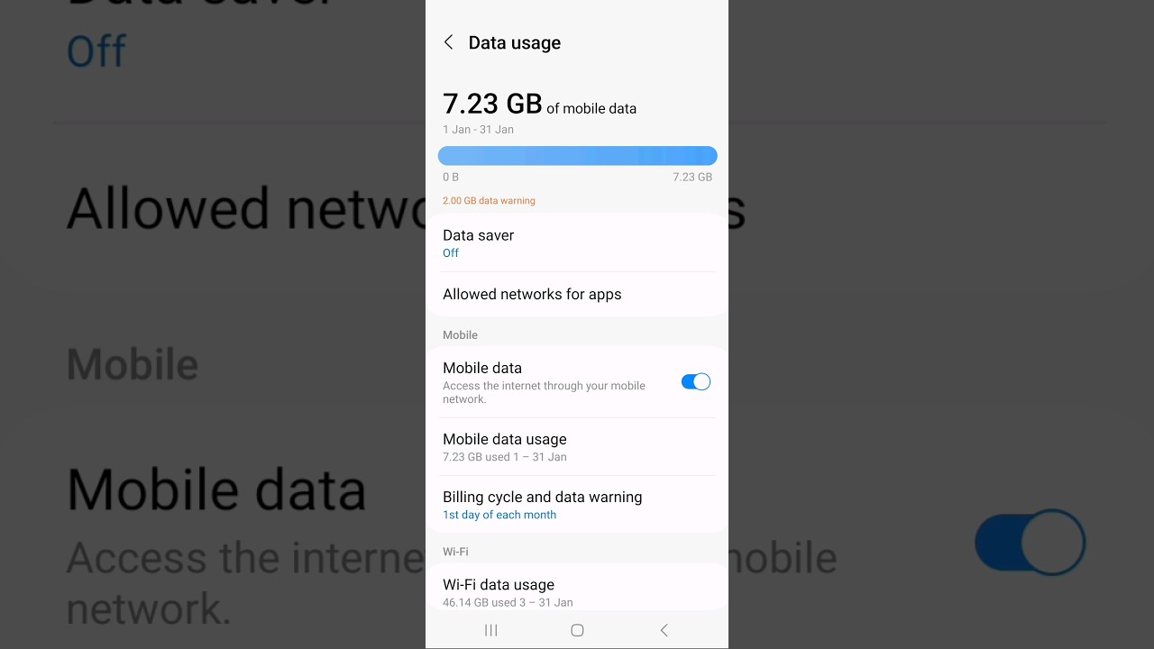 How to enable/disable mobile data on Samsung A34 5g smart phone