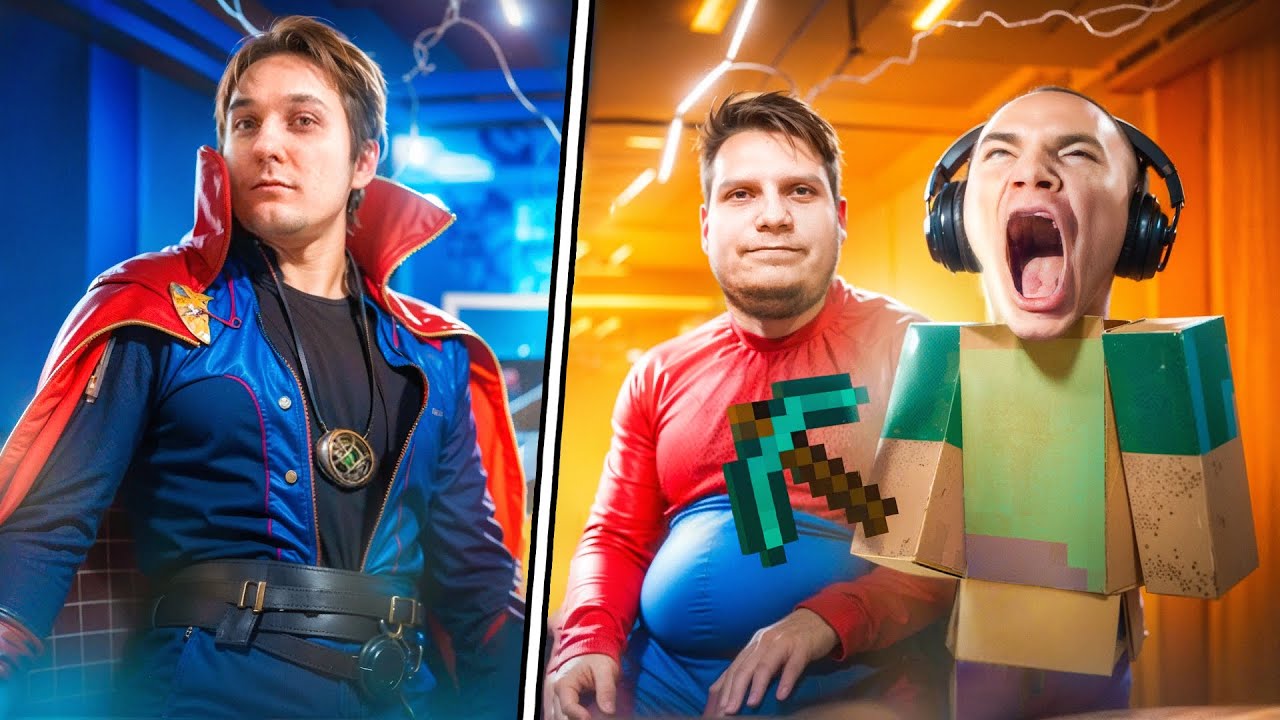 БИТВА КОСТЮМОВ: Человек паук VS Стив из Minecraft!!! (feat: Derzko69, Ageman, Sol.)
