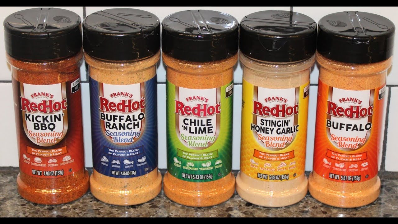 Frank’s RedHot Seasoning Blend: Kickin’ BBQ, Buffalo Ranch, Chile ‘N Lime, Honey Garlic, Buffalo
