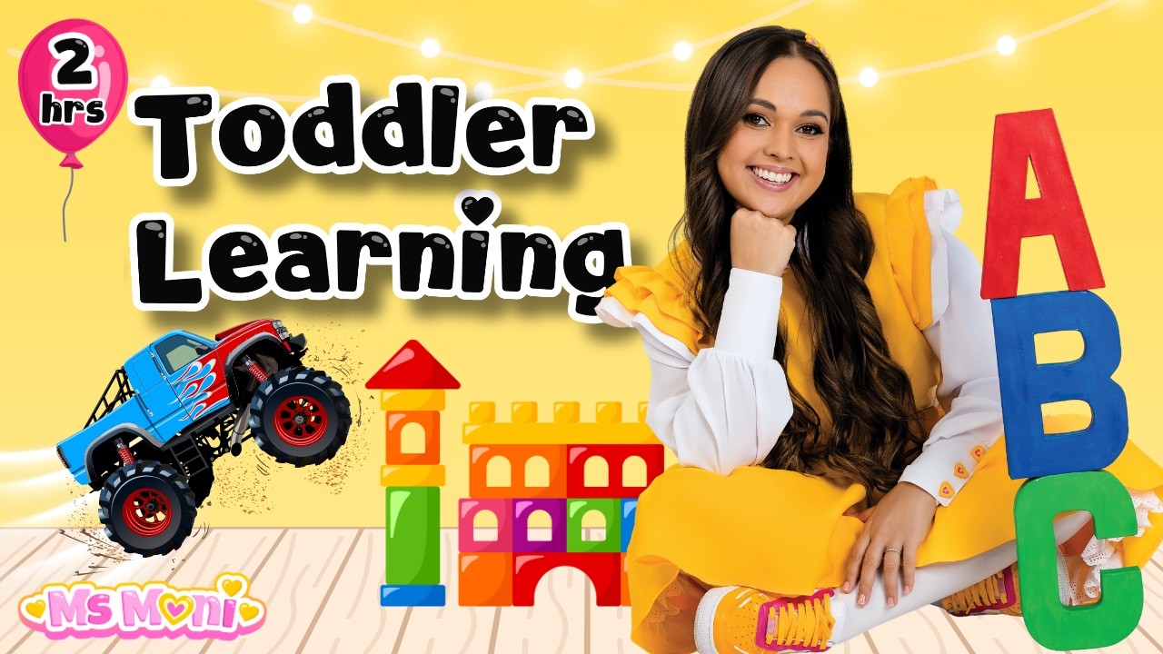 Toddler Learning with Ms Moni | 2hrs Compilation | Animals, Colours, Dinos, Construction & Trucks