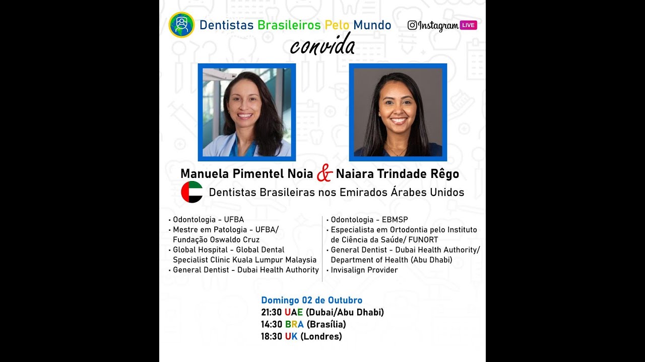 🟢Dentistas brasileiras nos Emirados Árabes: Dra. Naiara Trindade Rego e Dra. Manuela Pimentel Noia.