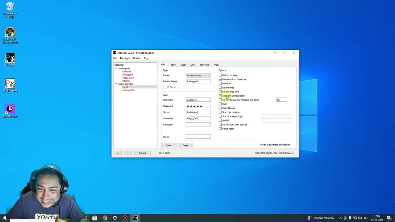 Sro Legend / Phbot Testing y Manager configuracion actualizada 2024