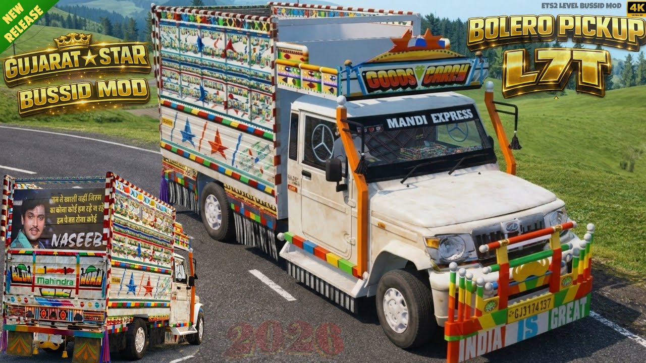 😍 Bolero Pickup L7T Gujarat Star Body Truck Mod Download Bus Simulator Indonesia