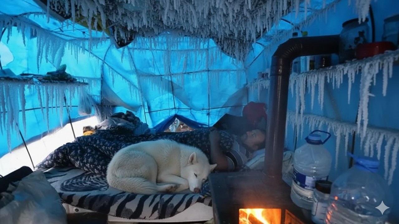【氷点下40度】猛吹雪の雪山キャンプ。命の危険を感じる最強寒波が薪ストーブのテントを襲う。