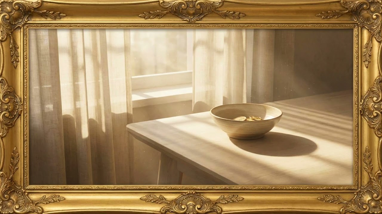 Golden Hour Abundance 4K TV Art Frame | Minimalist Wealth Manifestation Screensaver with Gold Coins