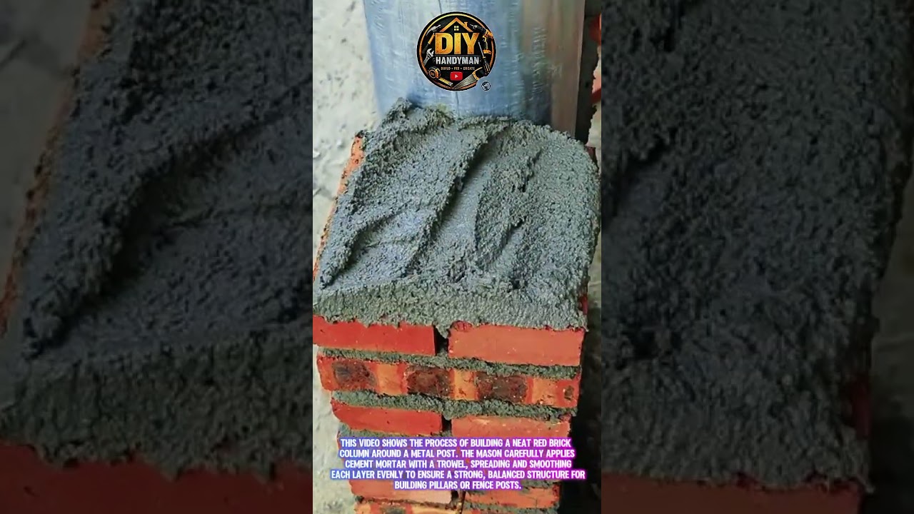 Bricklaying Technique for Pillar Construction | Precise Brick Column Building