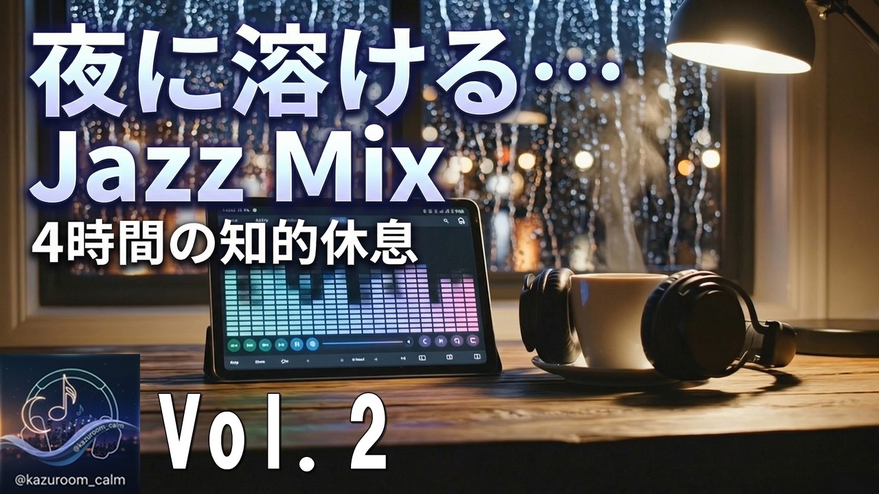 【静かな夜の雨音のように寄り添う音楽 ｜ KAZUROOM Calm Vol.2】作業用・睡眠用・読書用・勉強用、Jazz, Blues, Bossa Nova Selection.