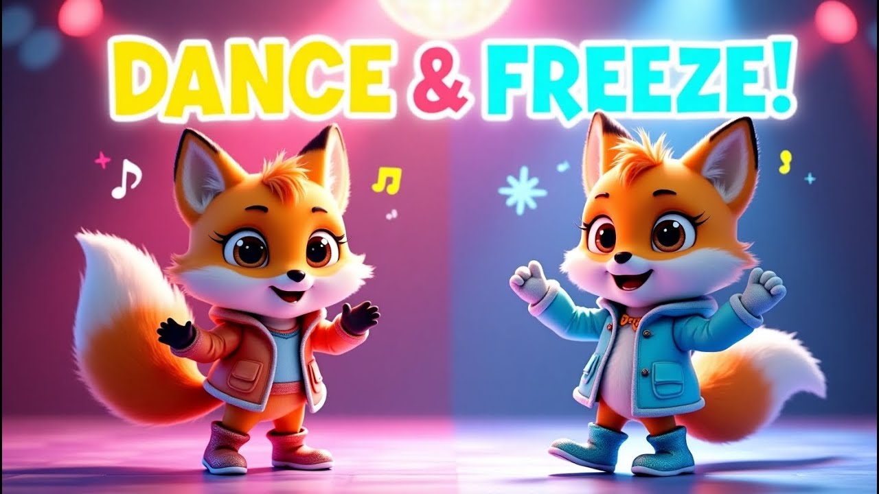 Dance and Freeze Game for Kids 🎵👶 | Gross Motor Skills + Fun with Fiona the Fox 🦊 #learningforkids