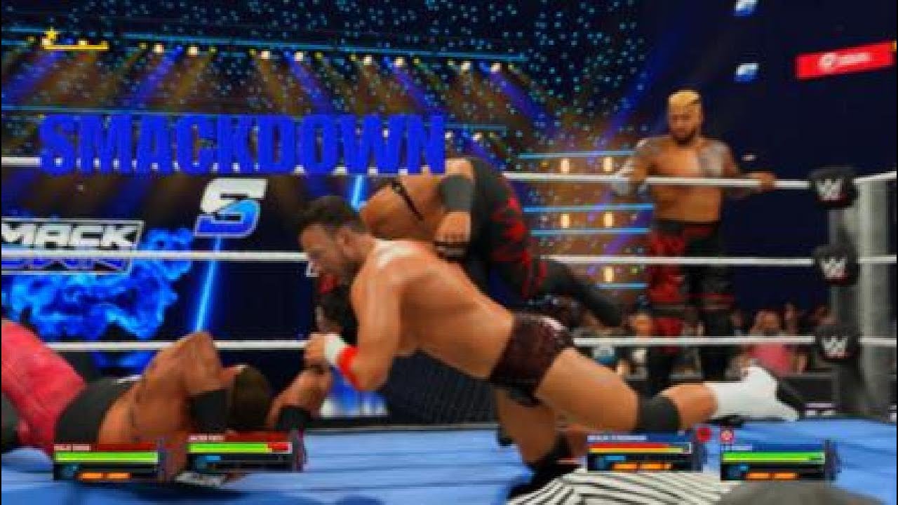 WWE 2K25 SMACKDOWN LA KNIGHT AND BRUAN STROWMAN VS JACOB FATU AND SOLO SIKOA!!!!!!!!!